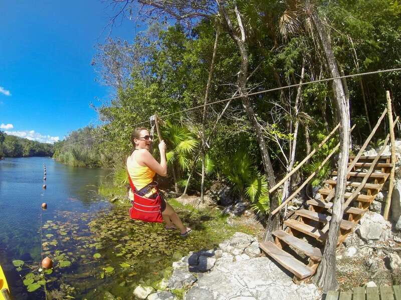 From Tulum: Four-Cenote Adventure - Naval Cenote starts with a zip line and a splash