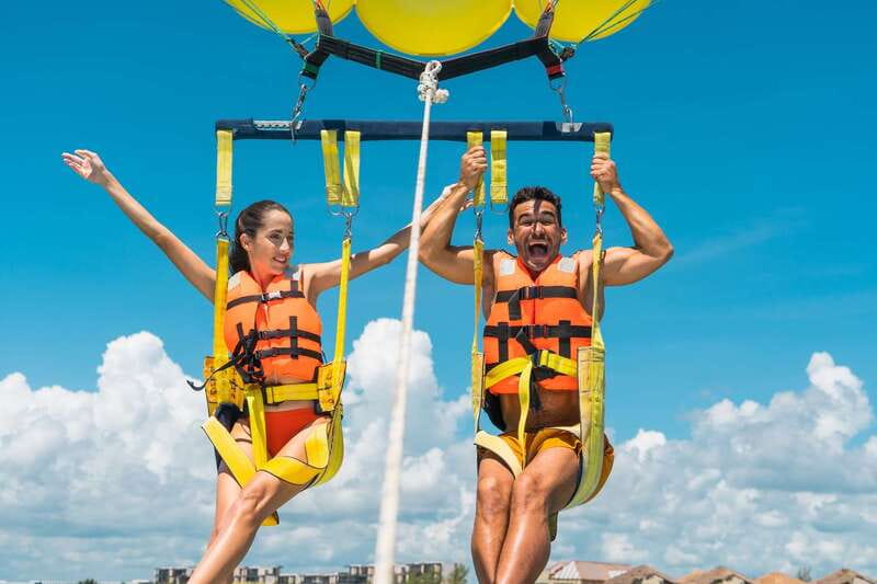 Riviera Maya: Parasailing Tour with Beach Club Access - Taking off above Maroma Beach