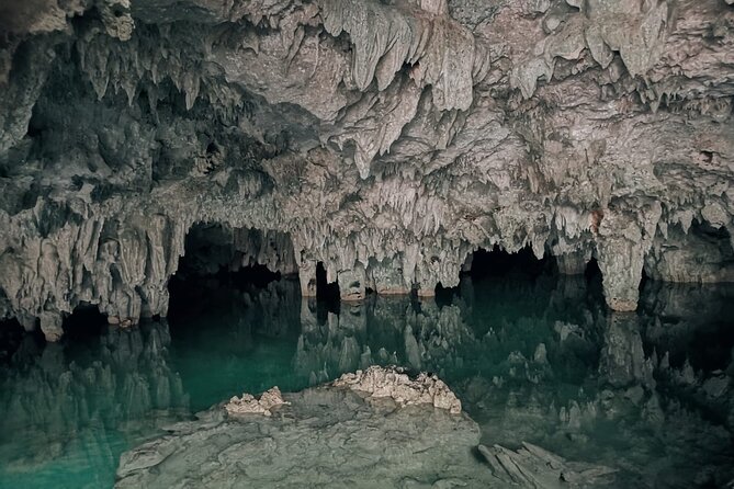 Tulum Ruins Exploration and Horseback Riding and Cenote Adventure - Swimming inside the cavern cenote