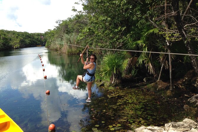 Zip lining and Canoe Monkey jungle in Tulum - Canoeing across the lagoon